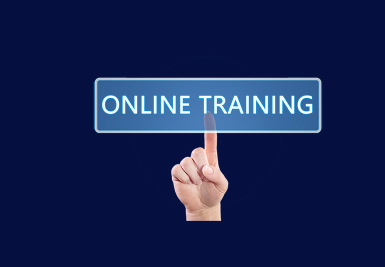 A finger pointing up to Online Training